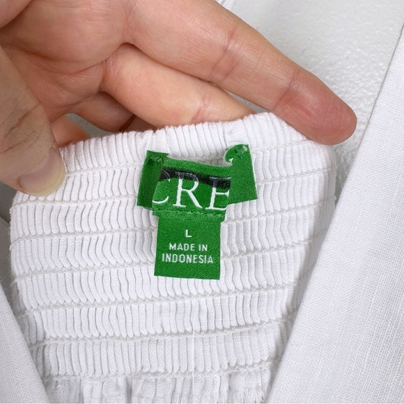 J. Crew Cross Back Beach Dress Linen Cotton Blend White Size L NWT - Picture 8 of 9